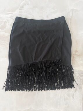 FINAL SALE 🏷️ Ella Moss Black Fringe Mini Skirt